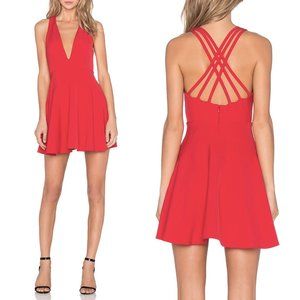 NWT NBD Ride or Die Strappy Cross Back Fit & Flare Skater Mini Dress in Red Sz L